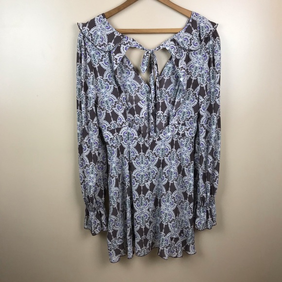 Free People Smooth Operator Bell Sleeve Vintage 60s Mini Dress Psychedelic - Picture 7 of 8